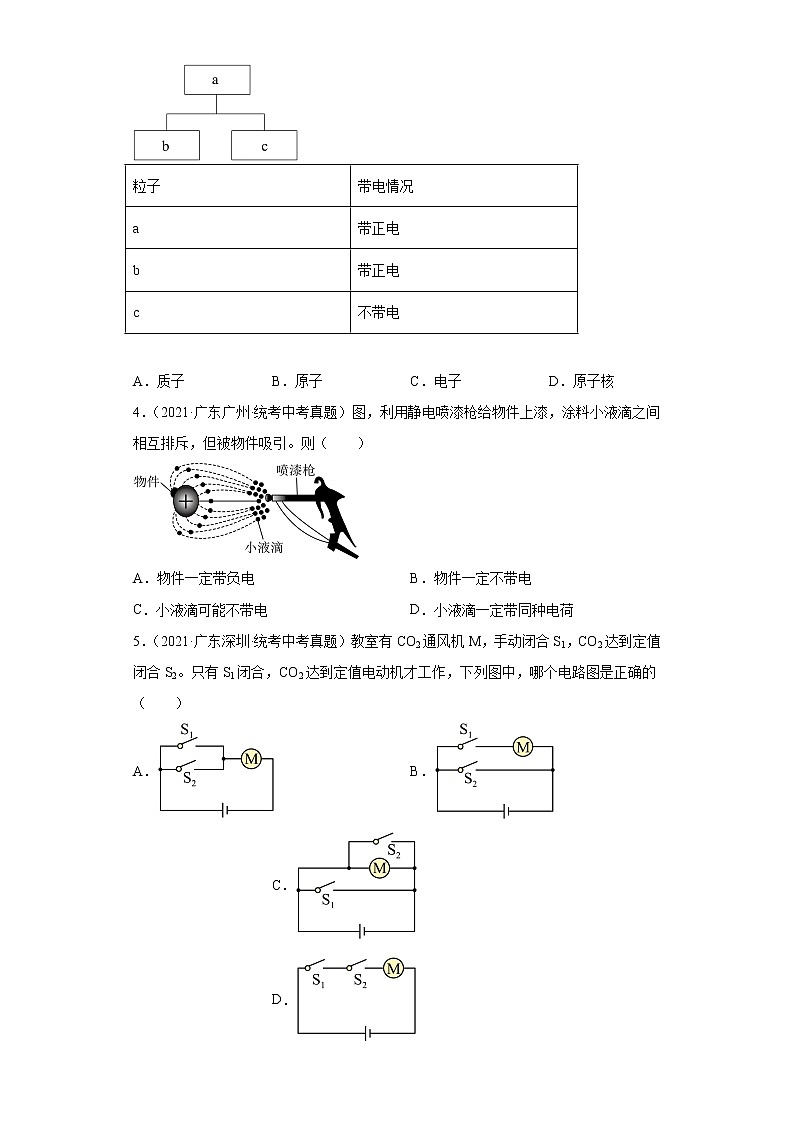 广东省2020-2022三年中考物理真题分类汇编07电流和电路、电压和电阻02