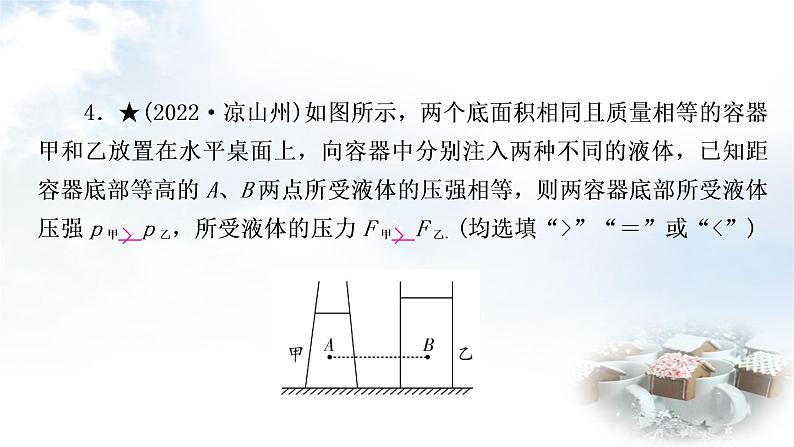 中考物理复习第9讲压强第2课时液体压强作业课件第4页