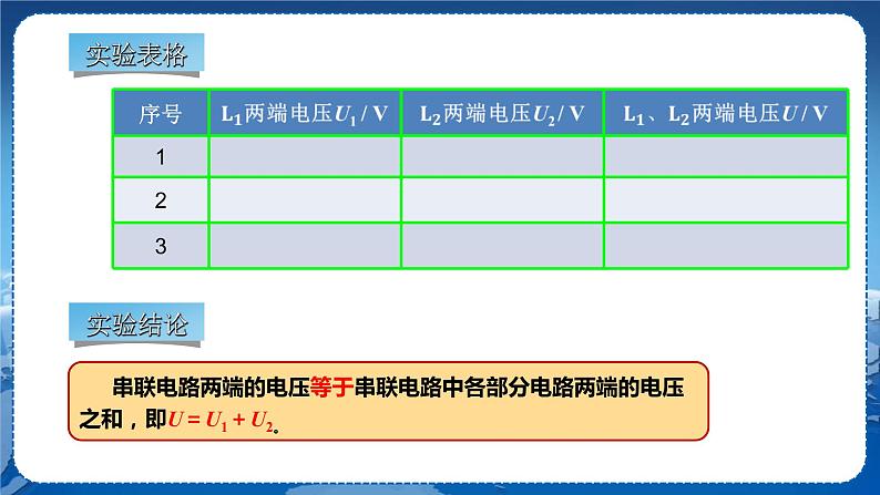 教科版物理九年级上  第四章 探究电流 2.电压：电流产生的原因 第2课时实验：探究串、并联电路中的电压规律  教学课件06