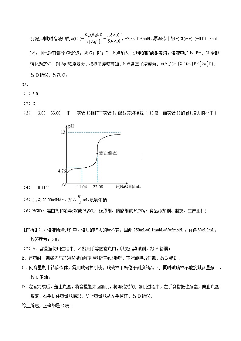 重组卷02-冲刺高考化学真题重组卷（云南、安徽、黑龙江、山西、吉林五省通用）03