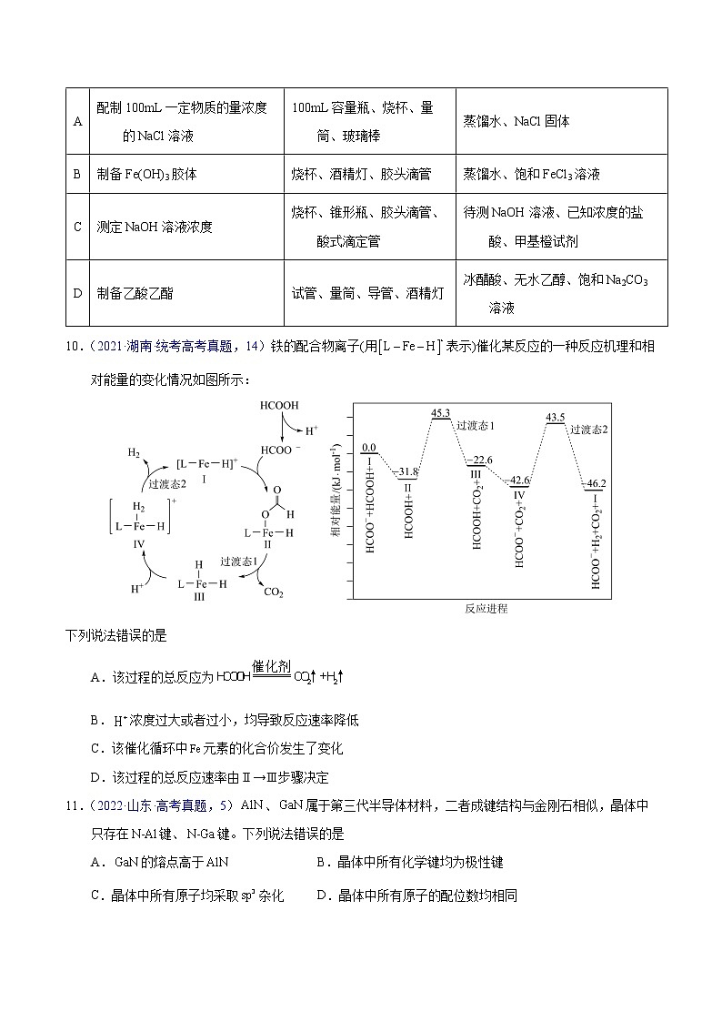 重组卷02-冲刺高考化学真题重组卷（云南、安徽、黑龙江、山西、吉林五省通用）02