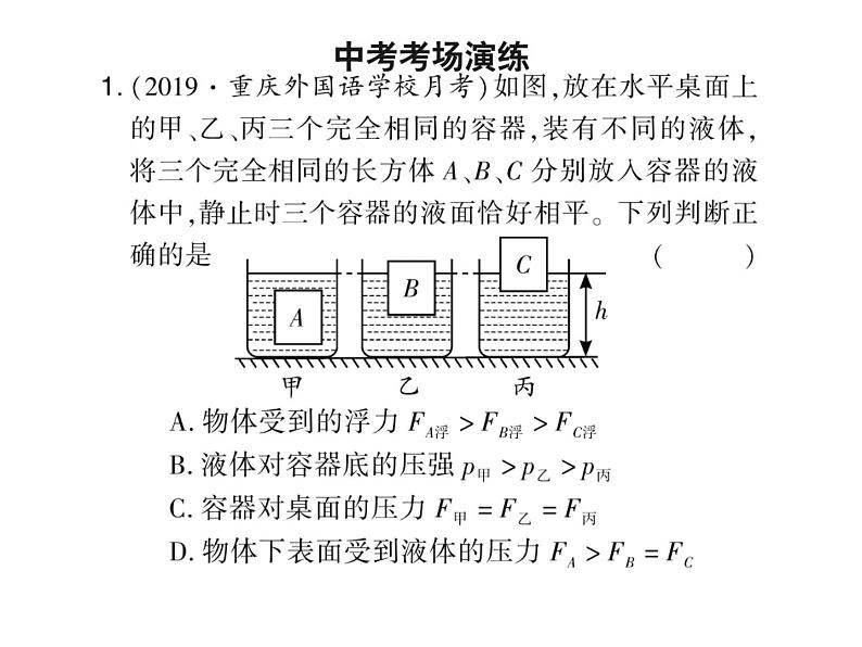 初中物理中考复习 中考物理 第十一讲浮力及其应用 课时五课件PPT第8页