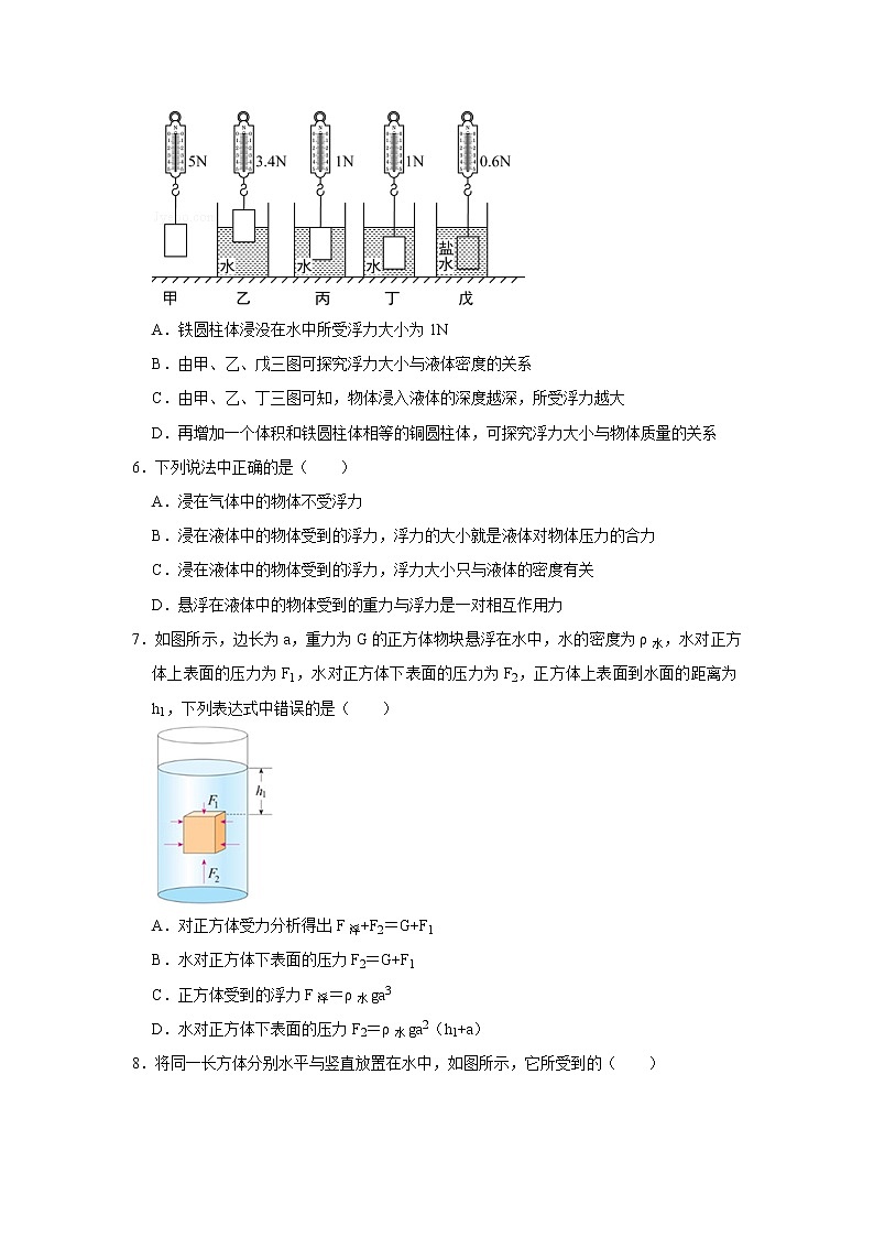 初二下册（春季班）人教版物理讲义  第8讲 浮力 阿基米德-练习题02