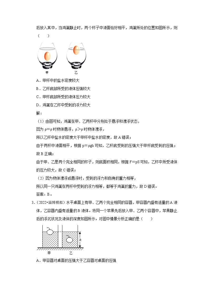 专题21 压强与浮力综合（解析版）-2023年中考物理二轮复习核心考点精讲与精练（全国通用）第2页