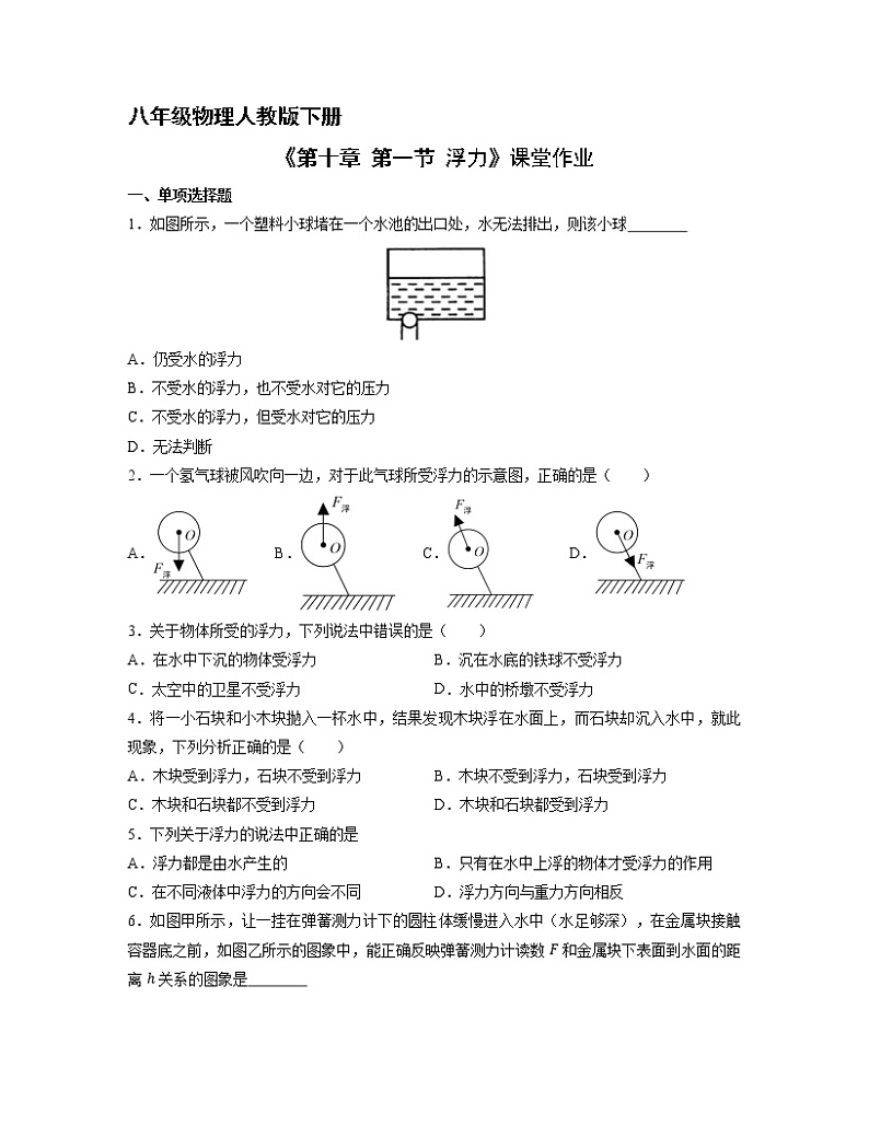 10.1 浮力课时练习09第1页