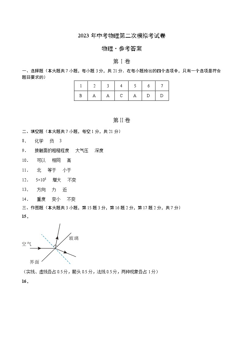 物理（广东省卷）-学易金卷：2023年中考物理第二次模拟考试卷01