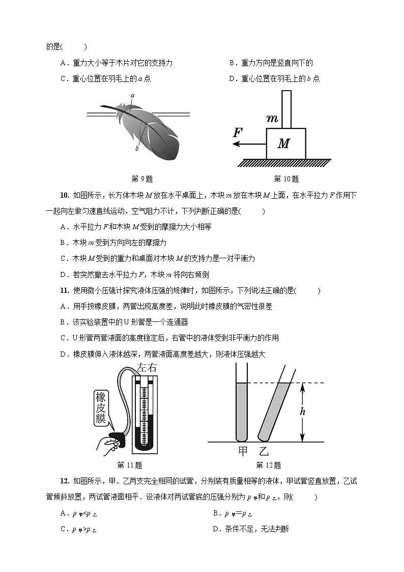 人教版初二下册（春季班）物理期中测试卷09（含答案解析）第3页