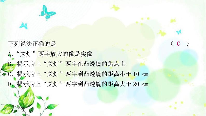 中考物理复习第3讲透镜及其应用作业课件第7页