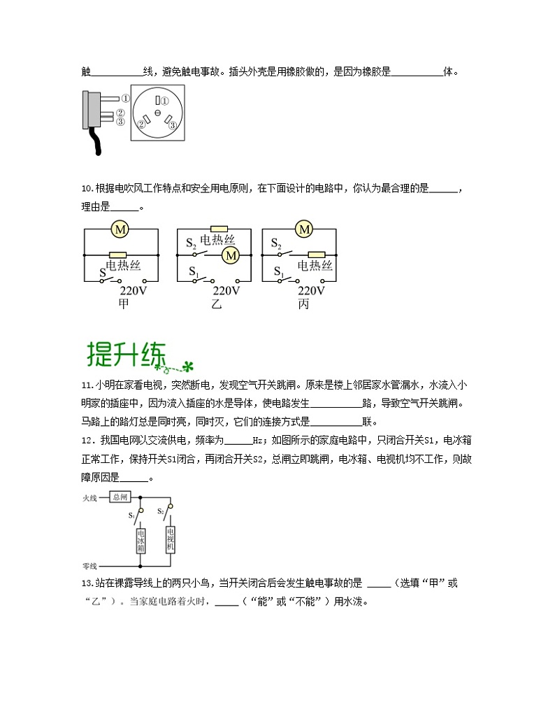 单元复习19家庭电路【专项练习】——2022-2023学年人教版物理九年级全册单元综合复习（原卷版+解析版）03