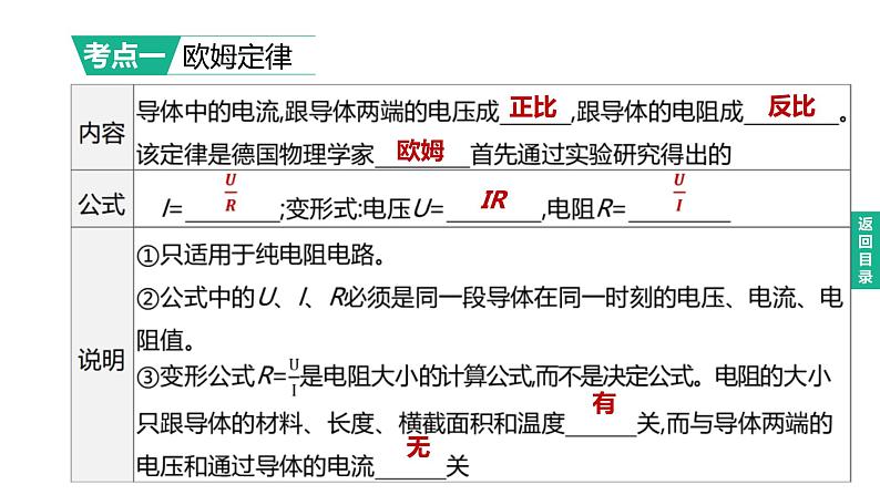 2023年中考物理（人教版）一轮复习课件：第20课时　欧姆定律 (含答案)第2页