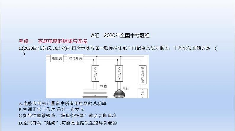 中考物理二轮复习习题课件专题十四　家庭电路 (含答案)02