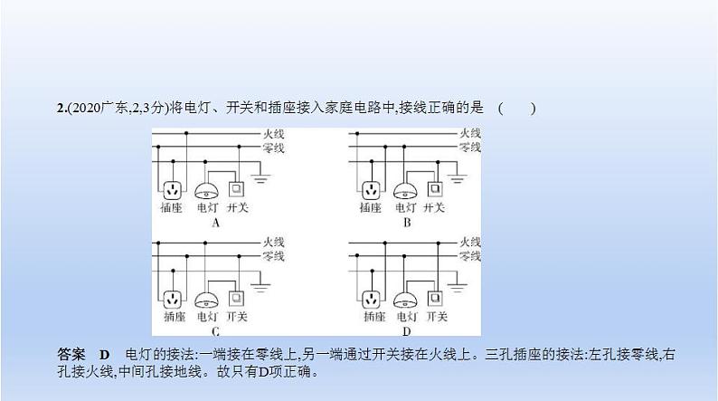 中考物理二轮复习习题课件专题十四　家庭电路 (含答案)04