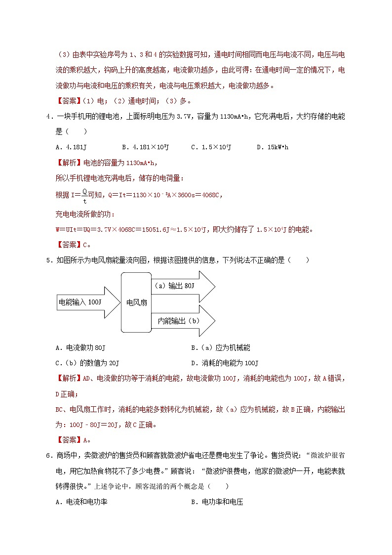 中考物理一轮复习知识点梳理与针对性分层训练第18章 电功率（教师版）第3页