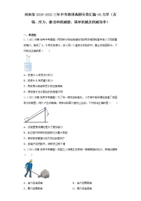 河南省2020-2022三年中考物理真题分类汇编-02力学（压强、浮力、做功和机械能、简单机械及机械效率）