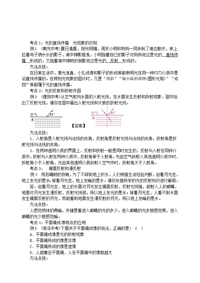 中考物理一轮复习知识点梳理+课时练习4光现象 (含详解)第2页