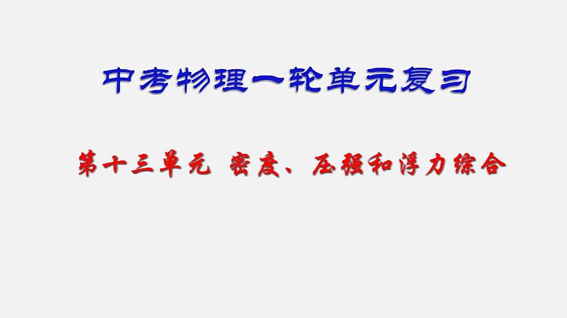 中考物理一轮复习单元复习课件第十三单元  密度、压强和浮力综合 (含答案)01