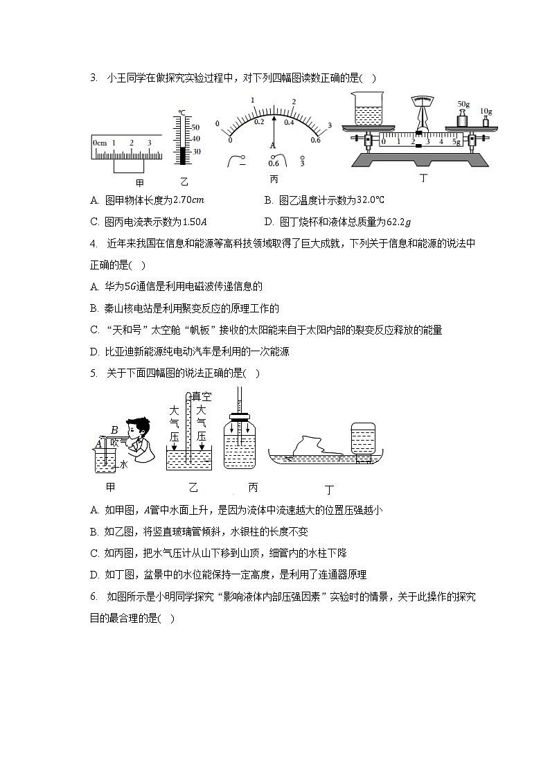 2023年山东省德州市德城区中考物理一模试卷（含答案）02