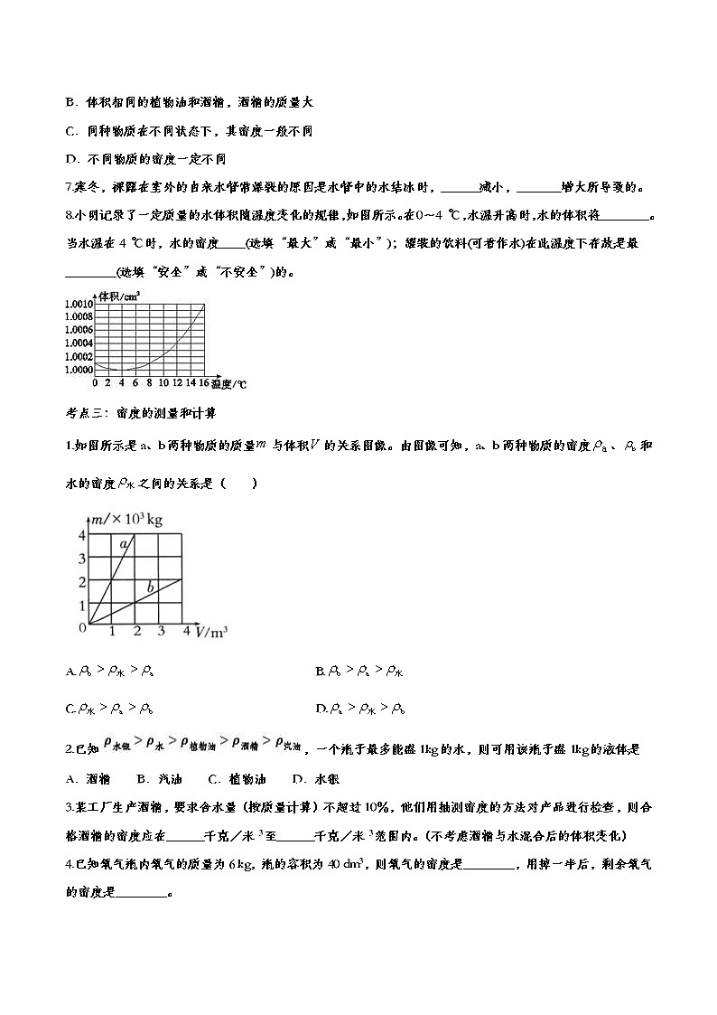 中考物理一轮复习强化训练——质量和密度 (含答案)03