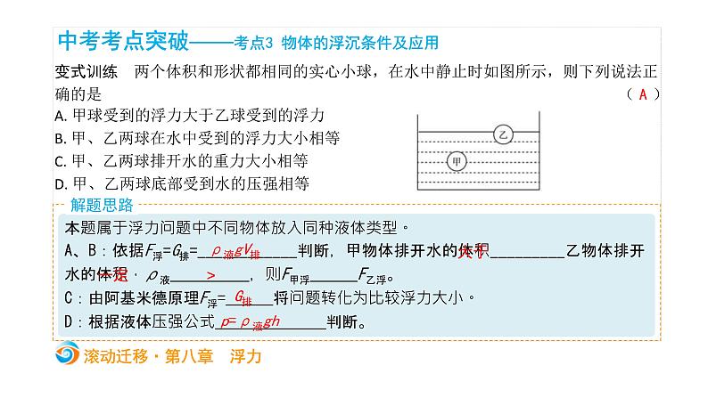 中考物理一轮滚动复习课件：第八章  浮力 (含答案)07