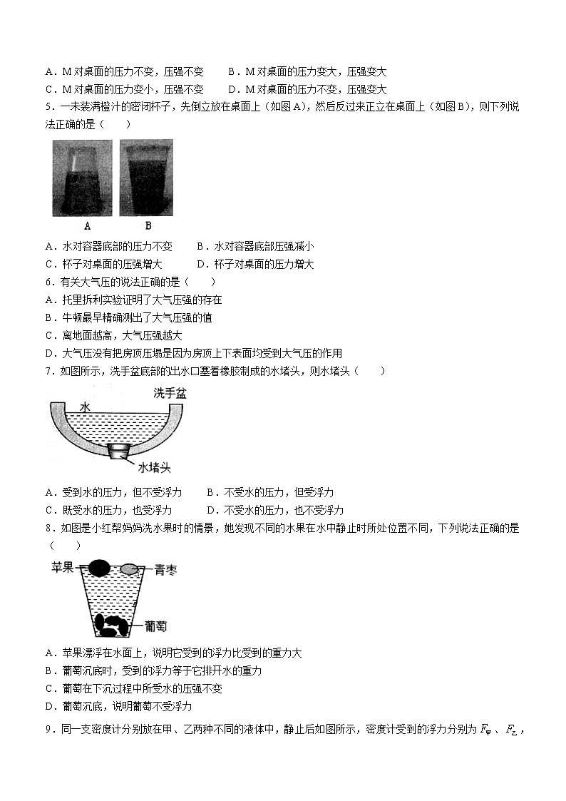山东省济宁市金乡县2022-2023学年八年级下学期期中物理试题（含答案）02