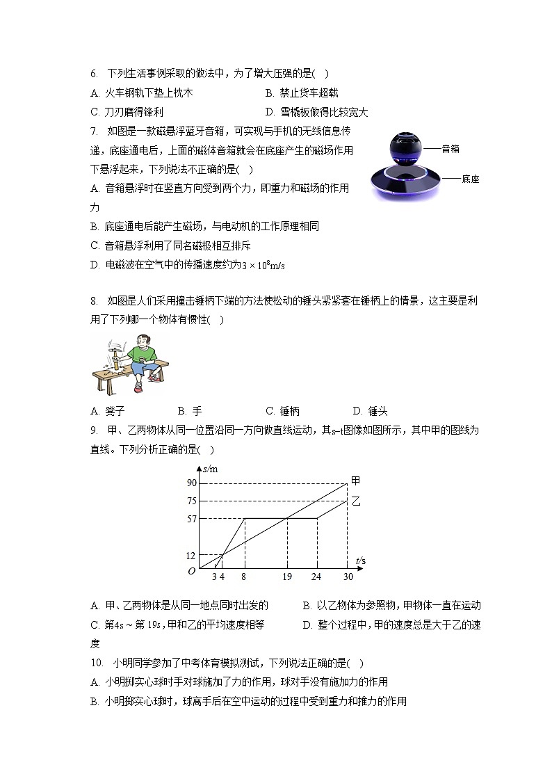 2023年江苏省宿迁市沭阳县中考物理第六次联考试卷（含答案解析）第2页