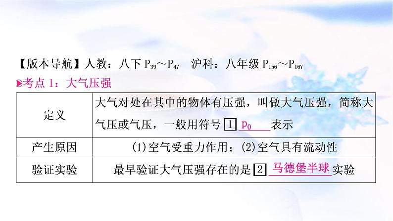 中考物理复习第9讲第3课时大气压强流体压强与流速的关系教学课件第3页