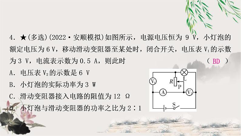 中考物理复习第15讲电功、电功率作业课件06