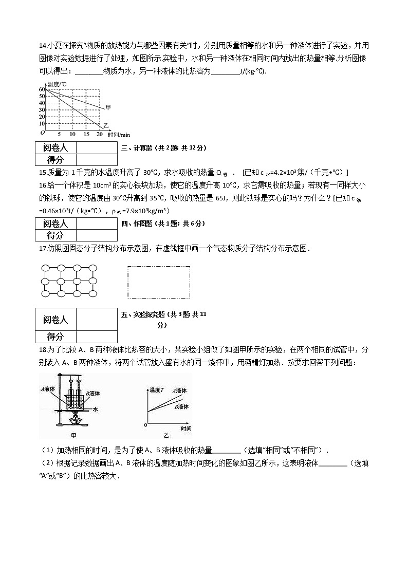 中考物理一轮复习：第13章内能检测题（教师版）03