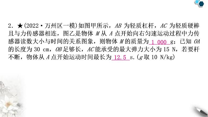 中考物理复习专题4与杠杆有关的计算作业课件第3页