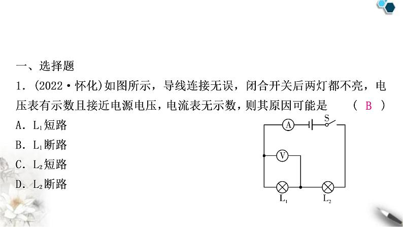 中考物理复习专题6电路故障分析作业课件02