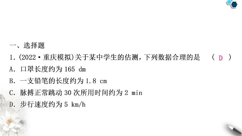中考物理复习第6讲机械运动作业课件第2页