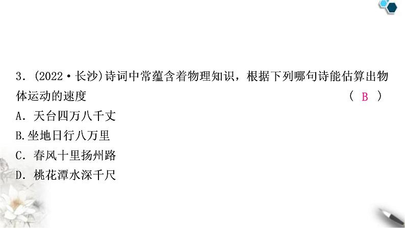 中考物理复习第6讲机械运动作业课件第4页