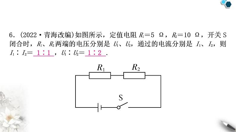 中考物理复习第14讲欧姆定律第1课时欧姆定律的简单计算作业课件第7页