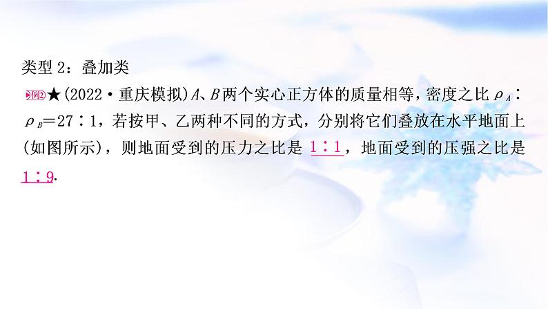 中考物理复习专题1切割、叠加类类型的固体压强计算教学课件07