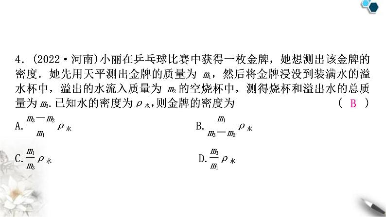 中考物理复习第7讲质量与密度作业课件第5页