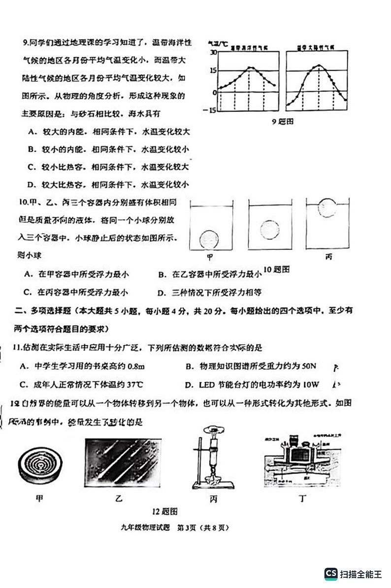 2023年山东省济南市天桥区中考一模物理试题（无答案）第3页