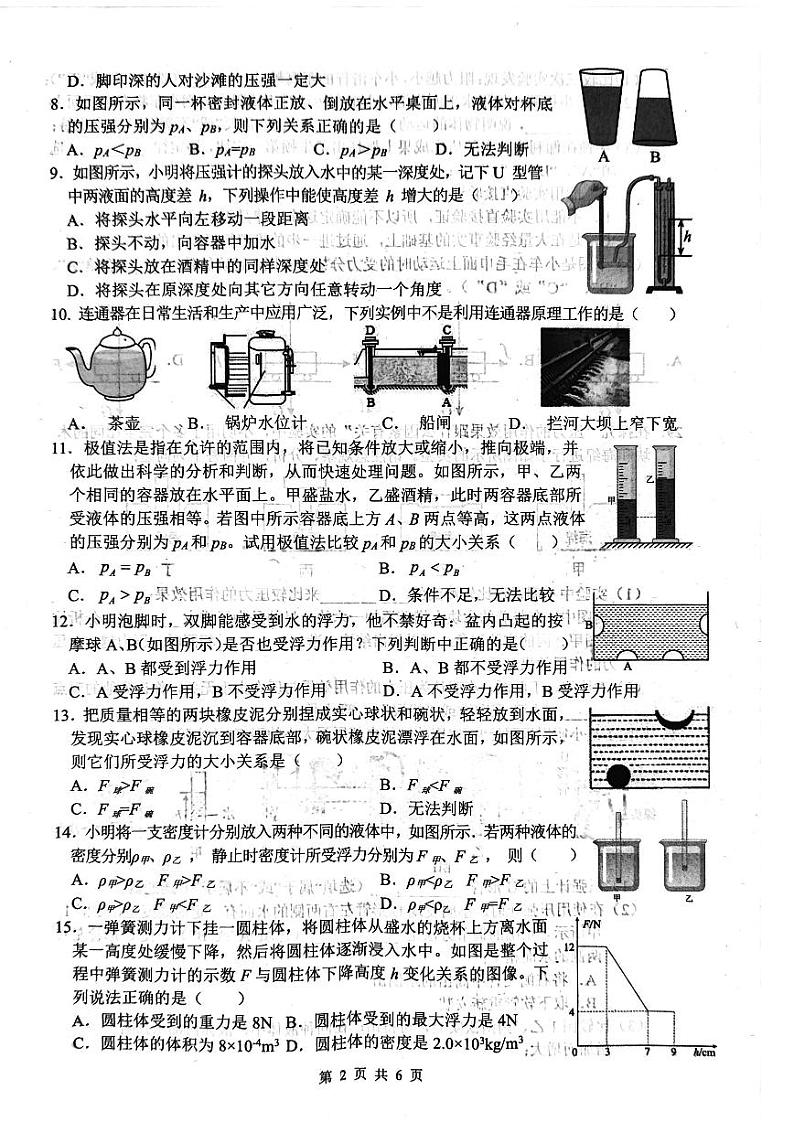 山东省临沂市郯城县2022-2023学年八年级下学期物理期中质量监测第2页
