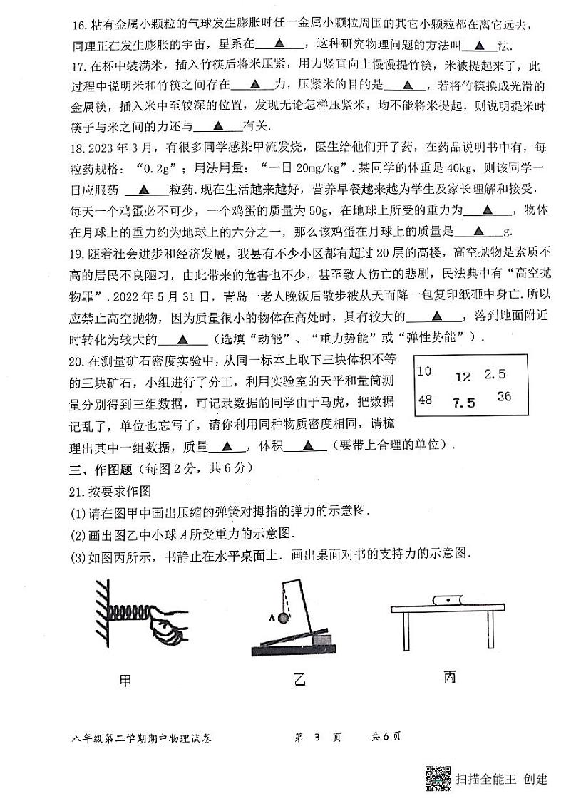 江苏省宿迁市泗阳县2022-2023学年八年级下学期期中学业质量监测物理试题03