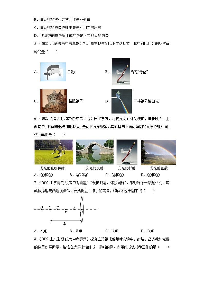 备战2023届沪科版中考物理二轮专题复习[中考真题精选]-第四章多彩的光（选择题）1第2页