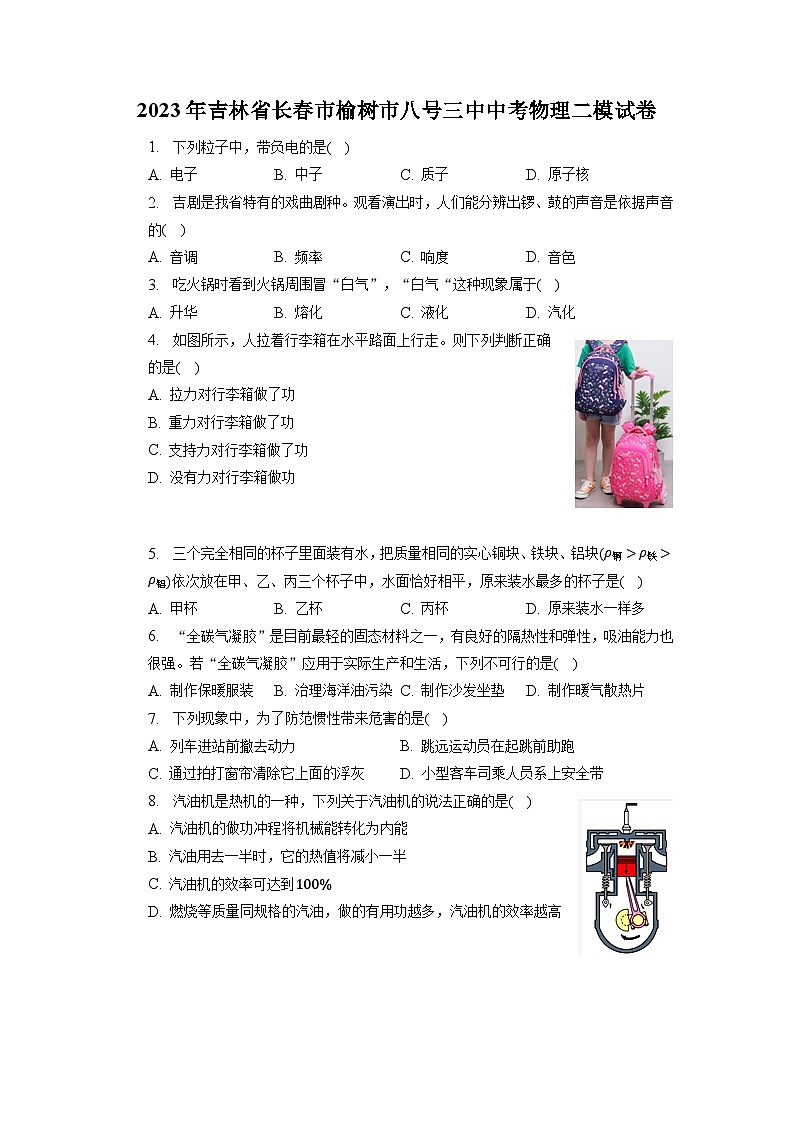 2023年吉林省长春市榆树市八号镇第三中学中考物理二模试卷第1页