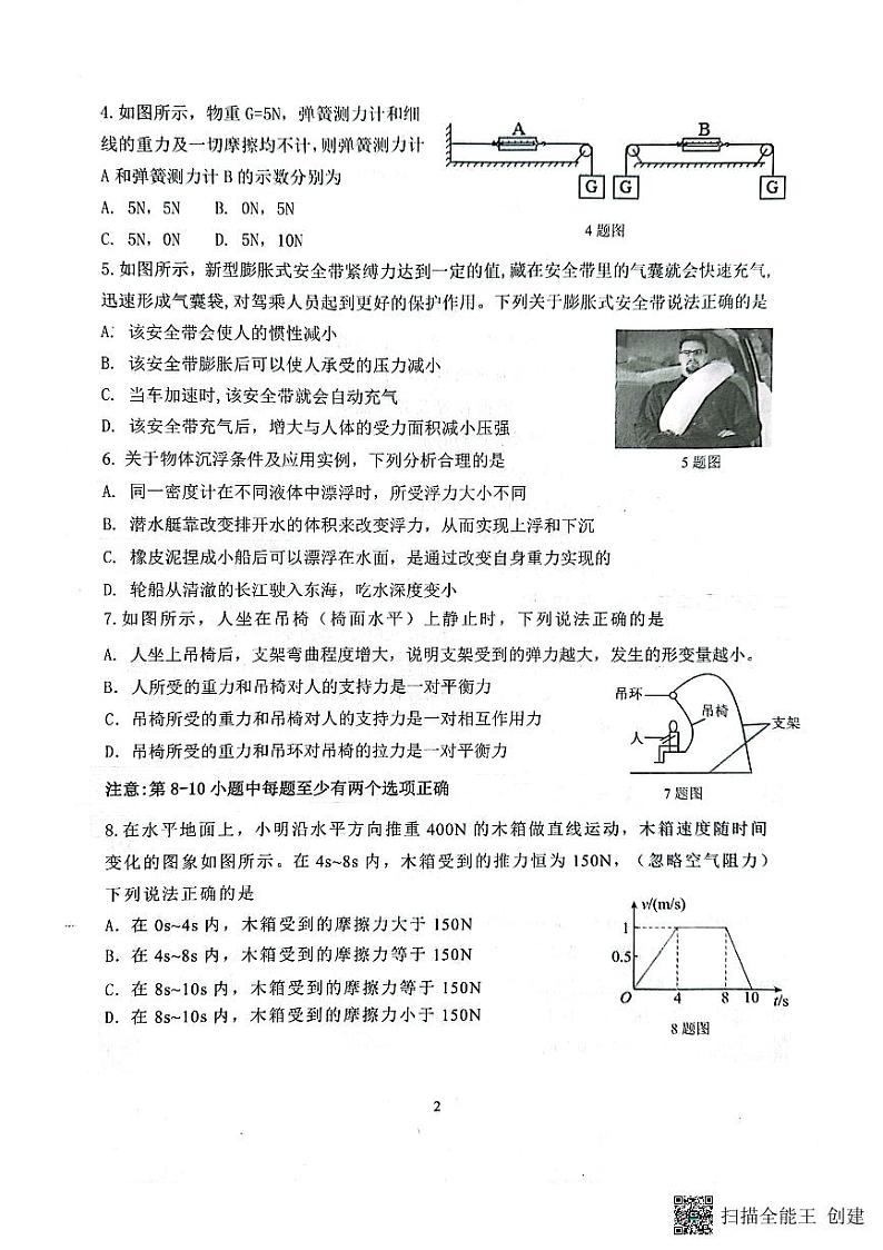 辽宁省沈阳市铁西区2022-2023学年八年级下学期5月期中物理试题02