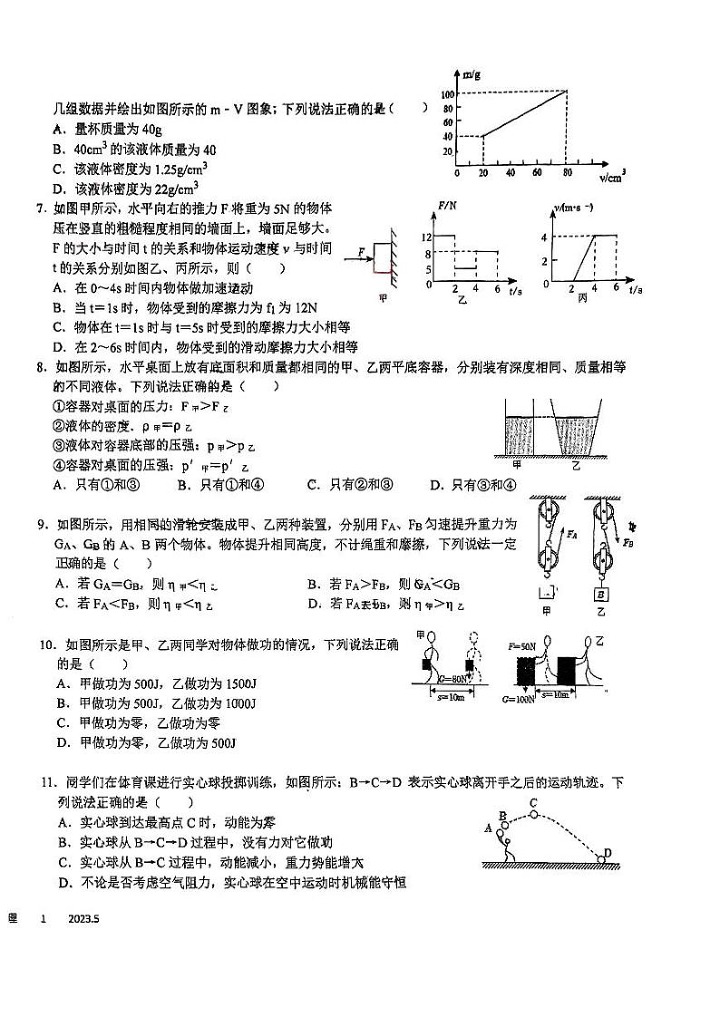2023年江苏省常州市正衡中学中考一模物理试卷第2页