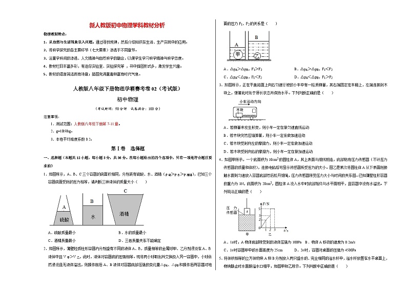 人教版八年级下册物理期末压轴题综合训练卷02（考试版）第1页