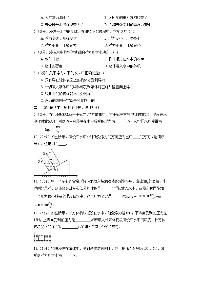 鲁科版（五四制）八年级下册《第八章 浮力》章节练习4第2页