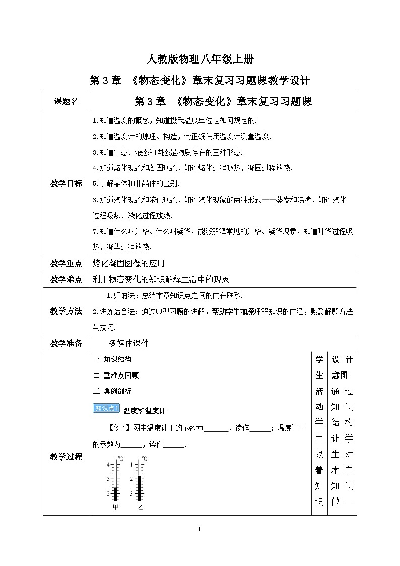 第3章《物态变化》章末复习习题课ppt课件+教学设计+单元测试卷（含参考答案与解析）01