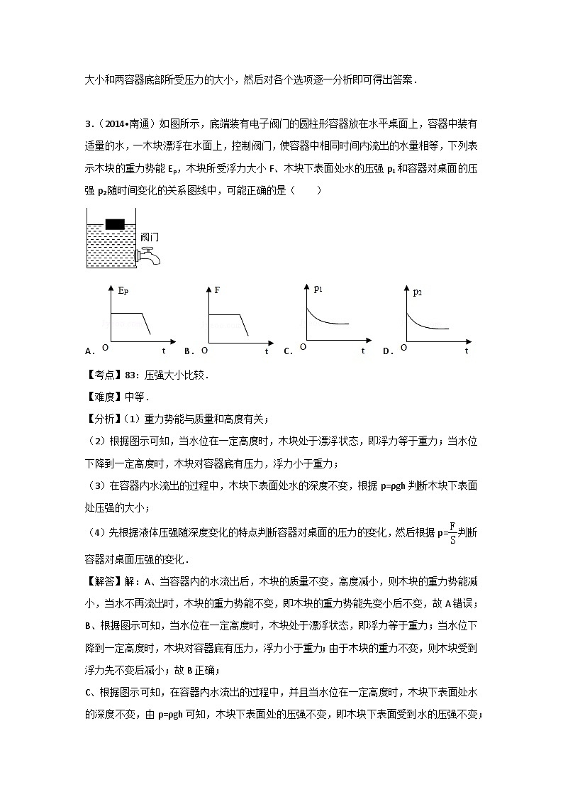 初中物理沪科八年级下单元测试卷-第八章章末卷1第3页