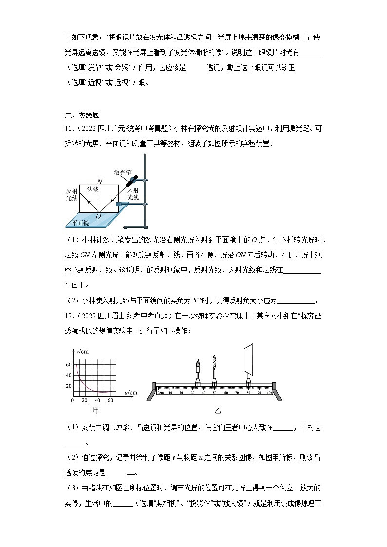四川省各地市2022年中考物理真题分项汇编-33光学（填空、实验、综合题）第3页