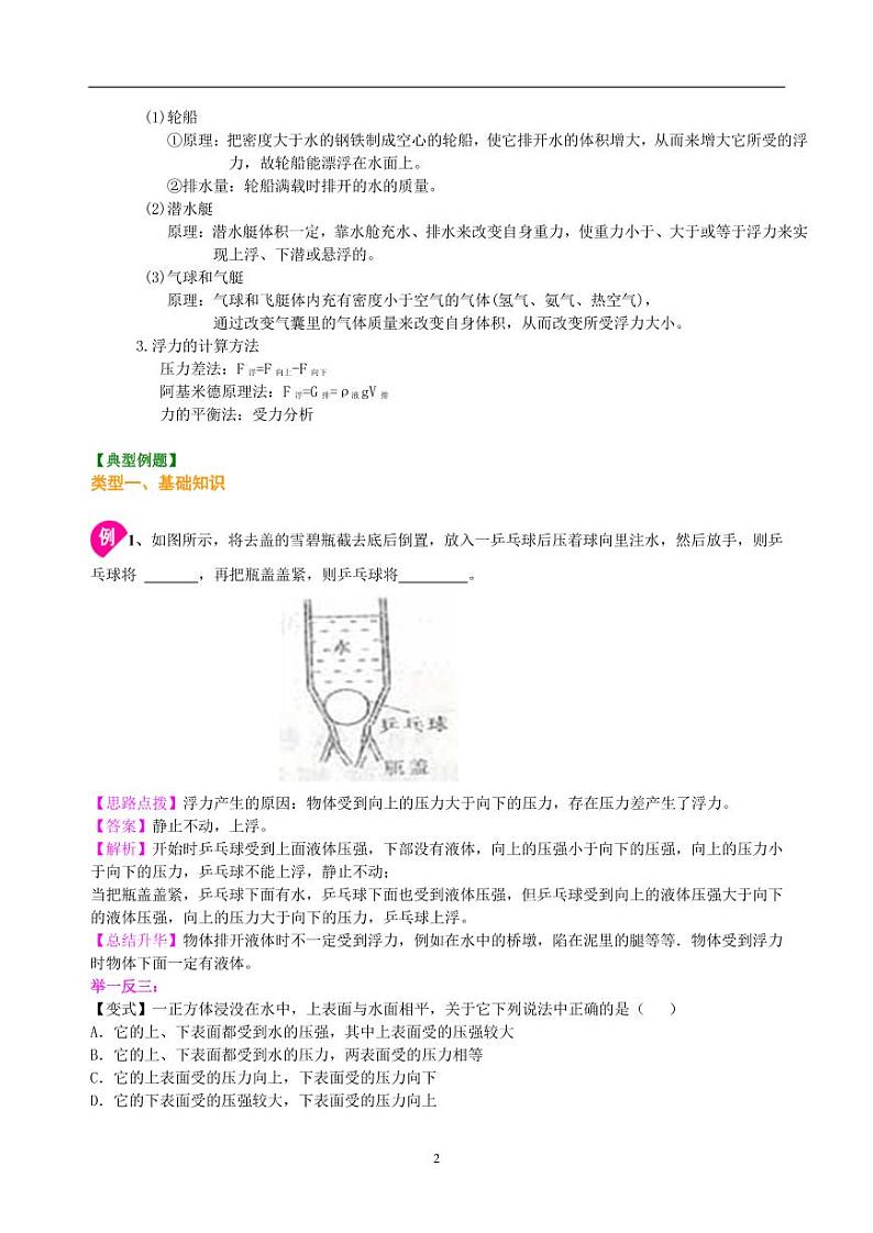 中考物理总复习：浮力（基础）知识讲解02