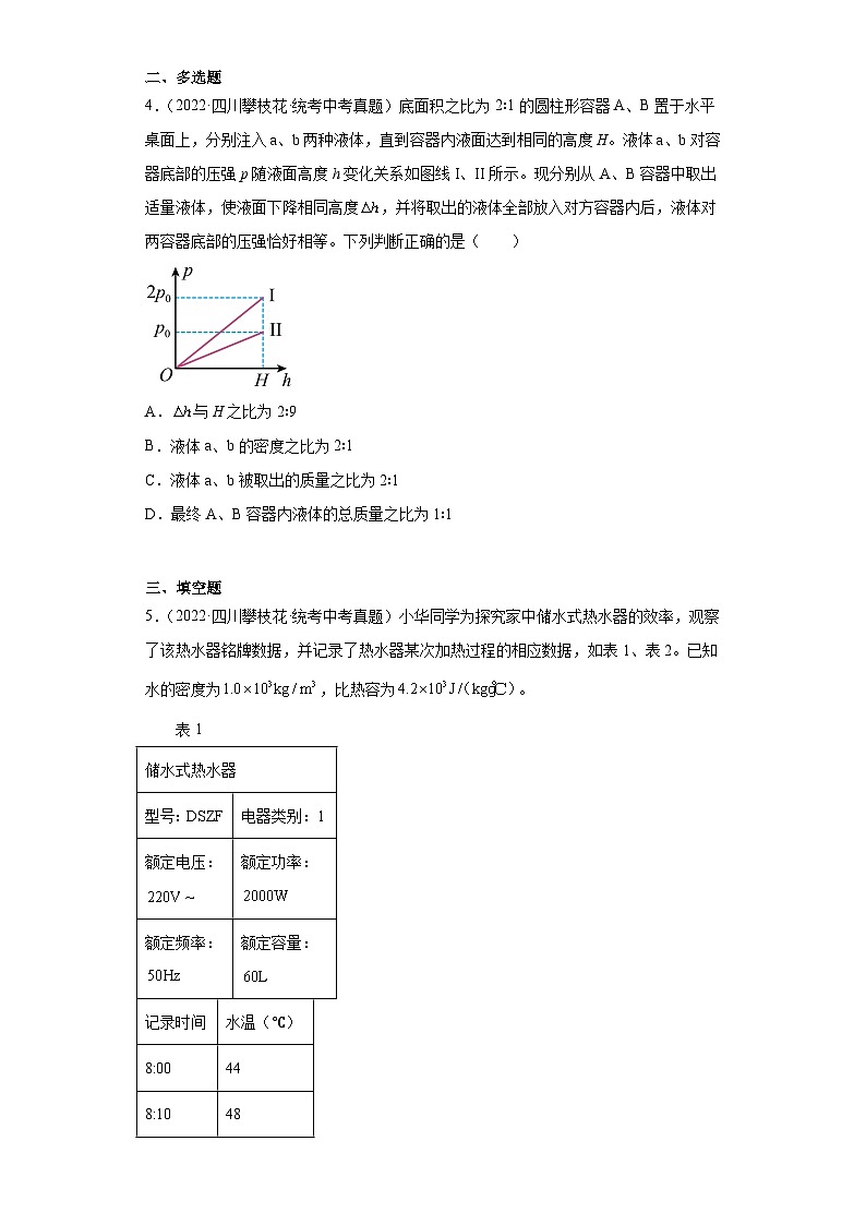 四川省各地市2022年中考物理真题分项汇编-02密度专题第2页