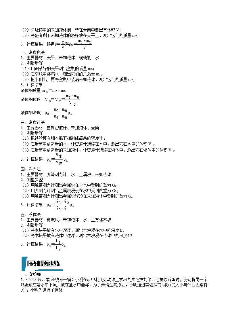 压轴题05 浮力与测密度、其他物理实验-2023年中考物理压轴题专项训练（全国通用）02